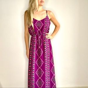 Skies Are Blue Geometric Purple Maxi Dress Medium